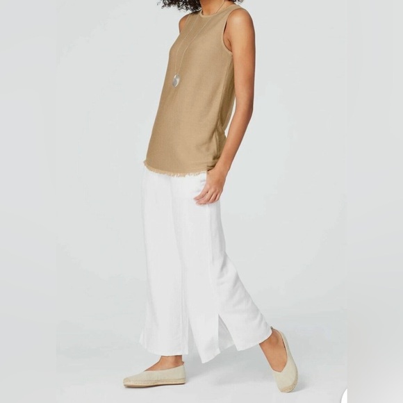 J. Jill Women’s Excellent Knit Fringe-Trimmed Tan Sleeveless Pullover Top Size L - Picture 3 of 11